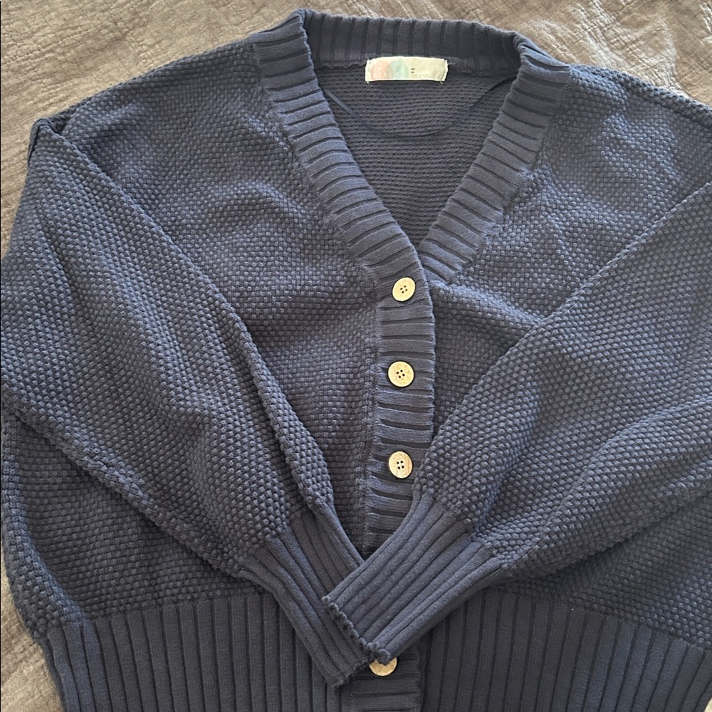Free People Beach FP Hailee Cardi Knitted Navy Blue CARDIGAN ONLY Size M